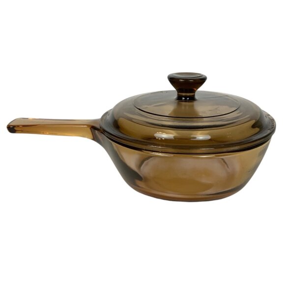 Corning Vision Amber Glass Saucepan With Pyrex Lid .5L Vintage - Picture 4 of 11